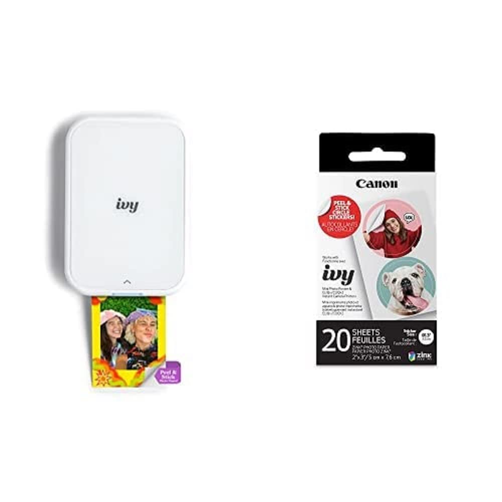Canon Ivy 2 Mini Photo Printer, Print from Compatible iOS & Android Devices, Sticky-Back Prints, Blush Pink