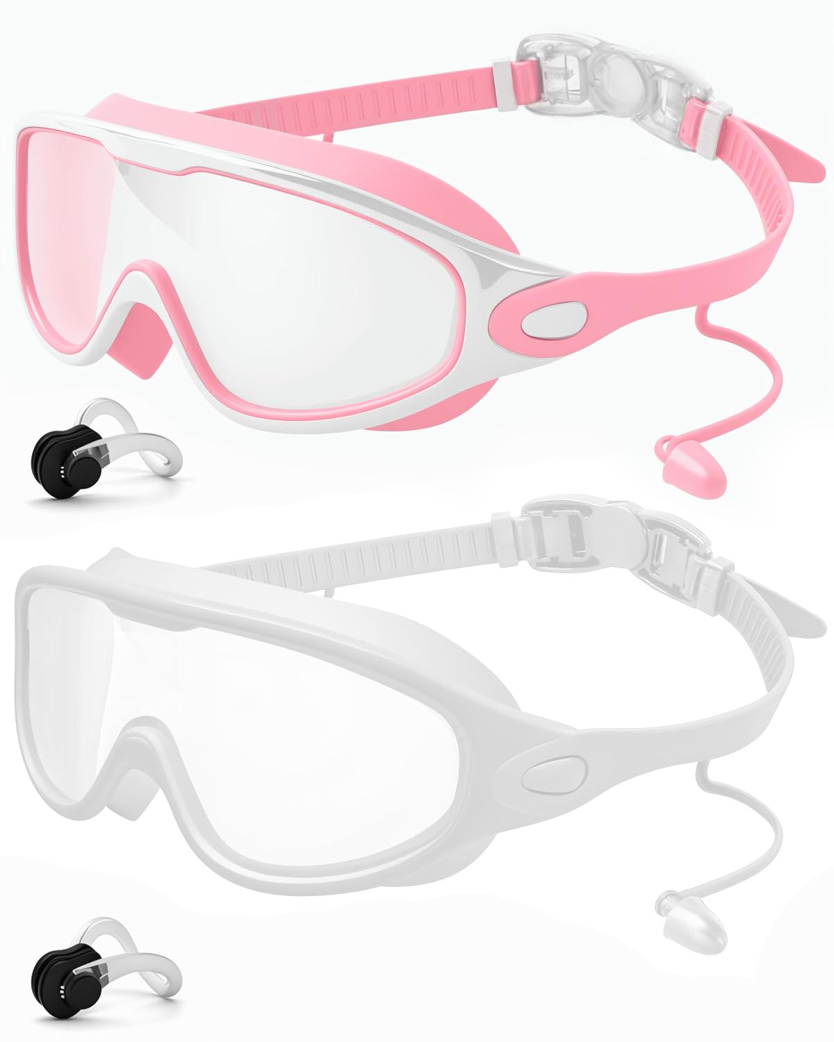 Rantizon Swim Goggles 2 Pack, Wide View Anti Fog&UV Swimming Goggles for Audlt, No Leaking Summer Gifts for Men Women Kid