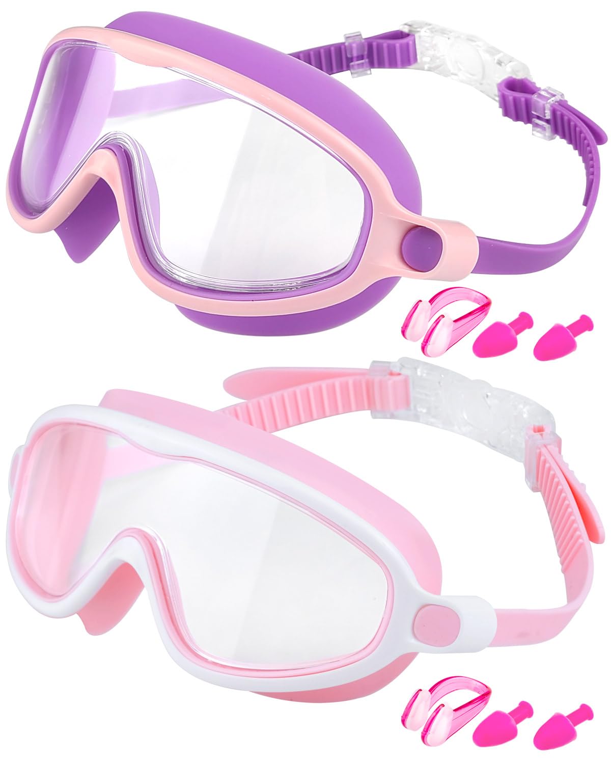 Rantizon Swim Goggles 2 Pack, Wide View Anti Fog&UV Swimming Goggles for Audlt, No Leaking Summer Gifts for Men Women Kid