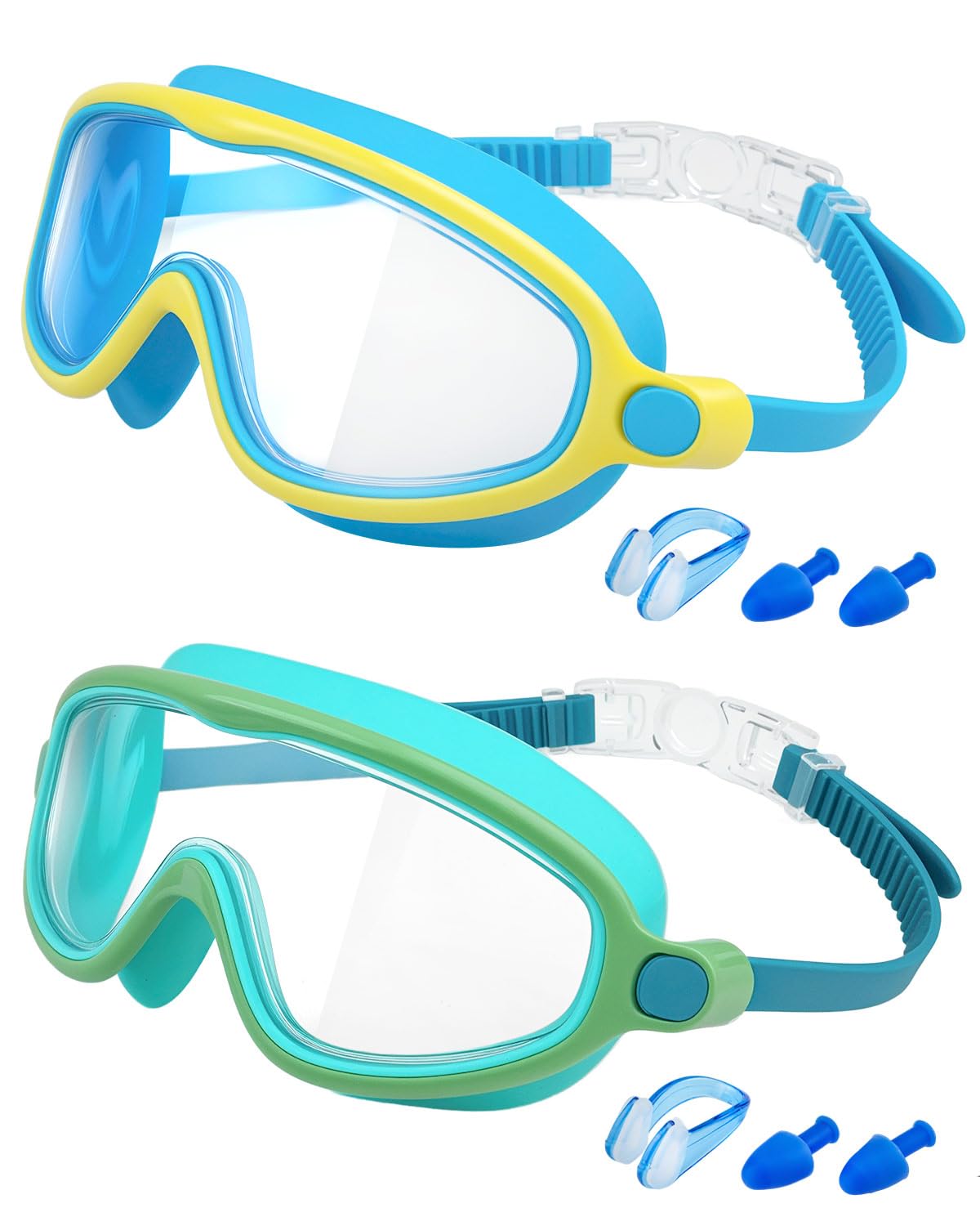 Rantizon Swim Goggles 2 Pack, Wide View Anti Fog&UV Swimming Goggles for Audlt, No Leaking Summer Gifts for Men Women Kid