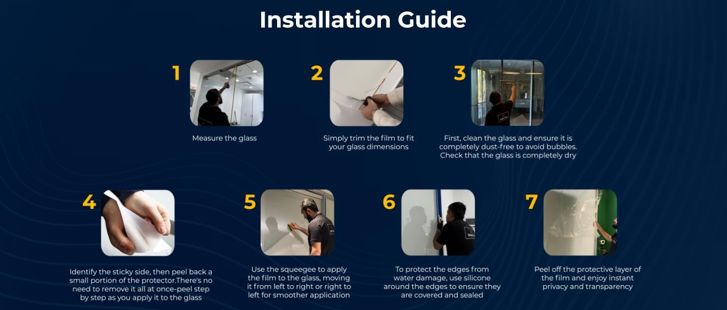 (47.5" x 78.5") | Window Privacy Film | PDLC Switchable, Window Film | Smart Film for Windows & Home Office Window |Adhesive Privacy Film | Heat Insulation UV Blocking-Clear to Opaque, Smart Tint