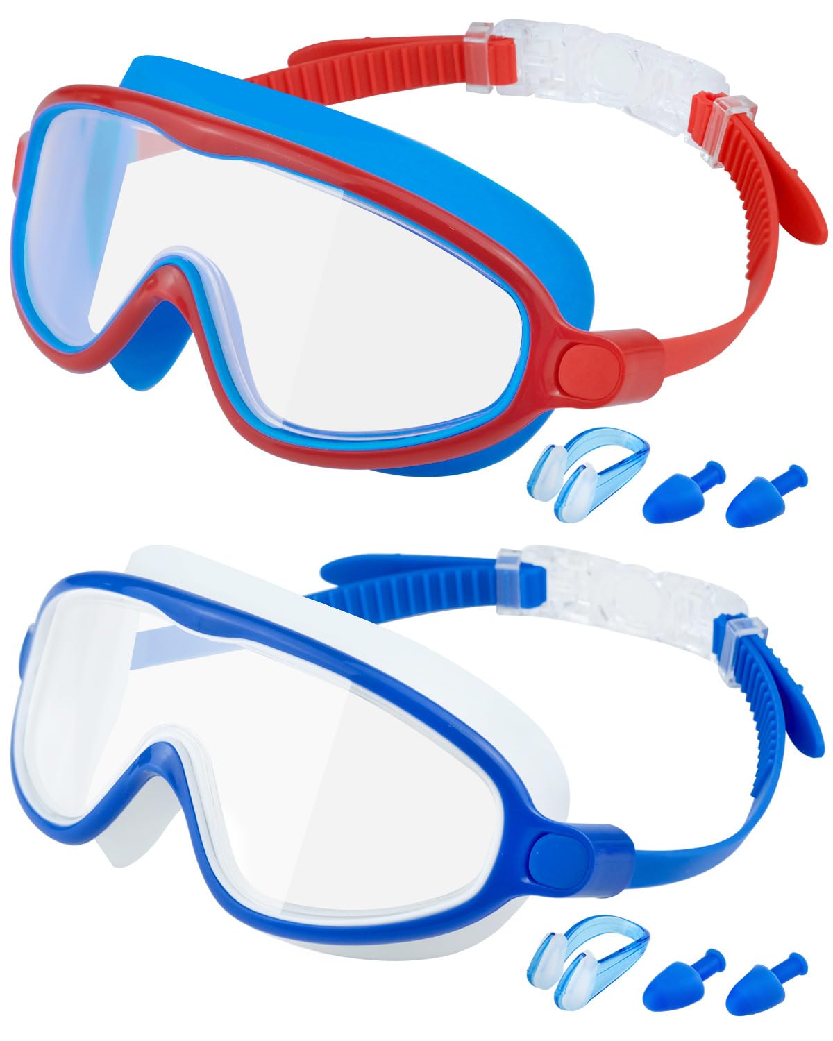 Rantizon Swim Goggles 2 Pack, Wide View Anti Fog&UV Swimming Goggles for Audlt, No Leaking Summer Gifts for Men Women Kid