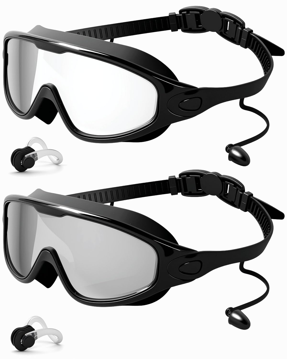 Rantizon Swim Goggles 2 Pack, Wide View Anti Fog&UV Swimming Goggles for Audlt, No Leaking Summer Gifts for Men Women Kid