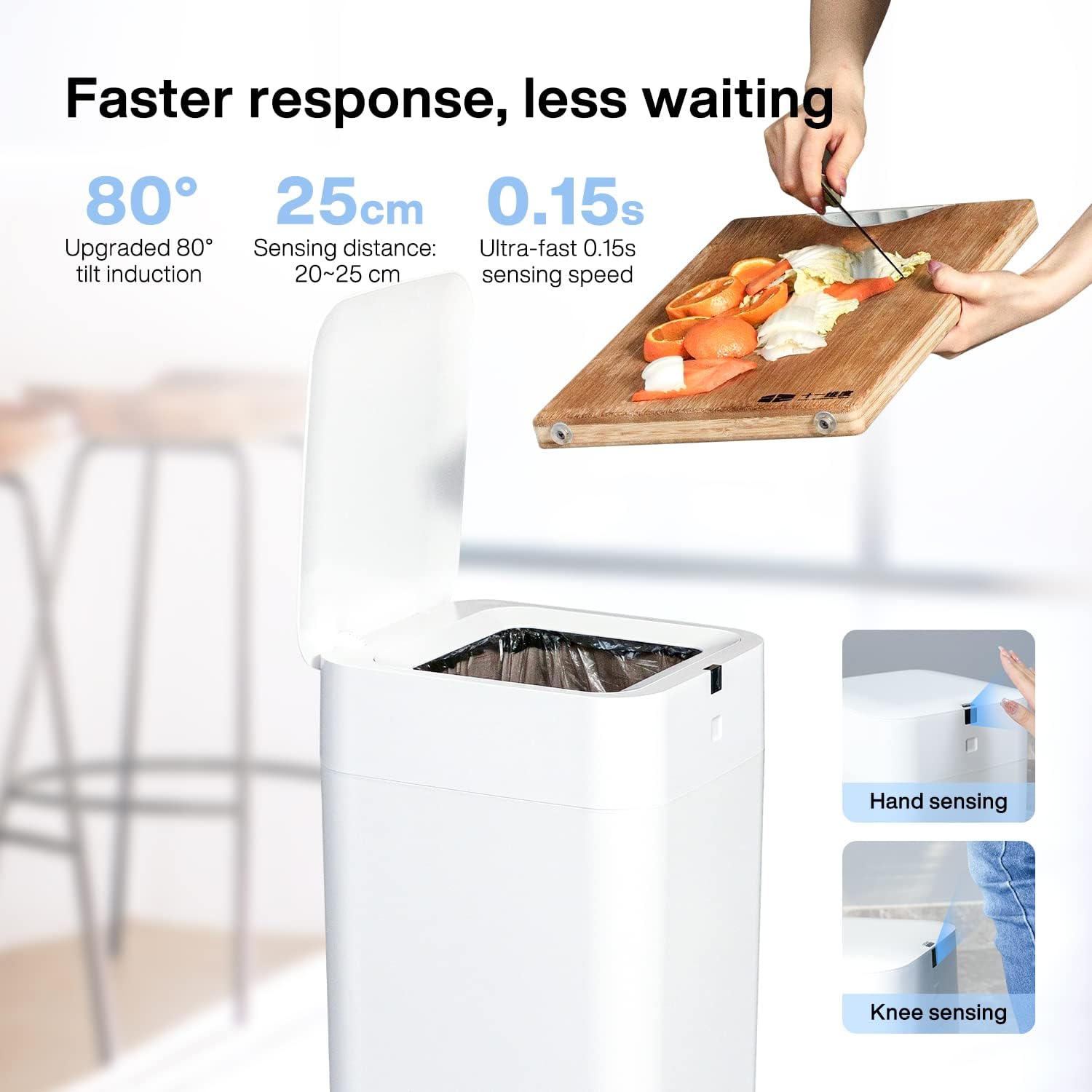 Automatic Trash Can, 4 Gallon Self Sealing and Self-Changing Smart Trash Can, Motion Sensor, Touchless Garbage can with lid for Kitchen Bathroom Office, 6 Refill Rings(A1, Golden line)