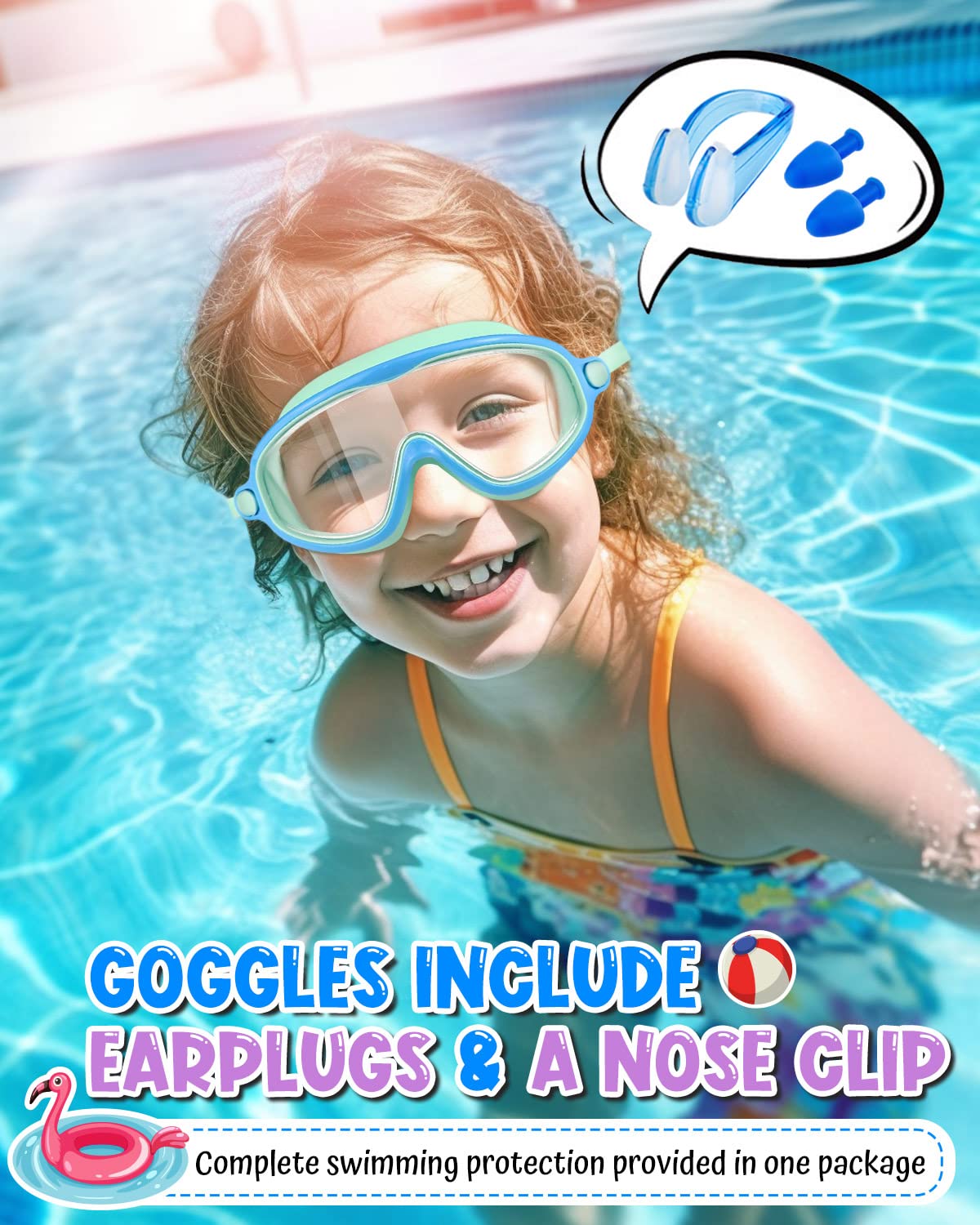 Rantizon Swim Goggles 2 Pack, Wide View Anti Fog&UV Swimming Goggles for Audlt, No Leaking Summer Gifts for Men Women Kid