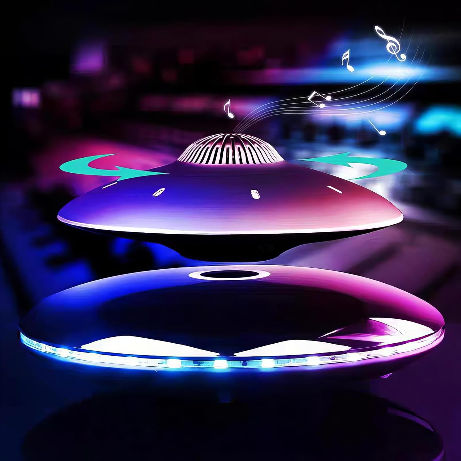 Levitating Bluetooth Speaker, Wireless Floating Speaker Bluetooth 4.0, Magnetic Levitating Speaker with LED Flash Lights & 360° Rotation for Home, Office Creative Decor, Cool Tech Gadgets