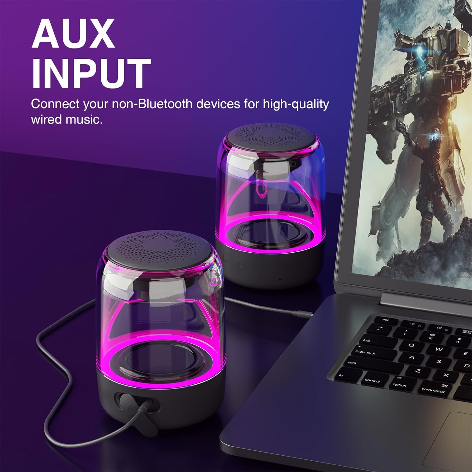 MEGATEK Portable Bluetooth Speakers (2-Pack) – True Wireless Stereo (TWS) Pair, Vibrant LED Lights, 360° HD Sound, 12-Hour Playtime, IPX5 Waterproof – Perfect for Home, Parties, Outdoors, and Travel