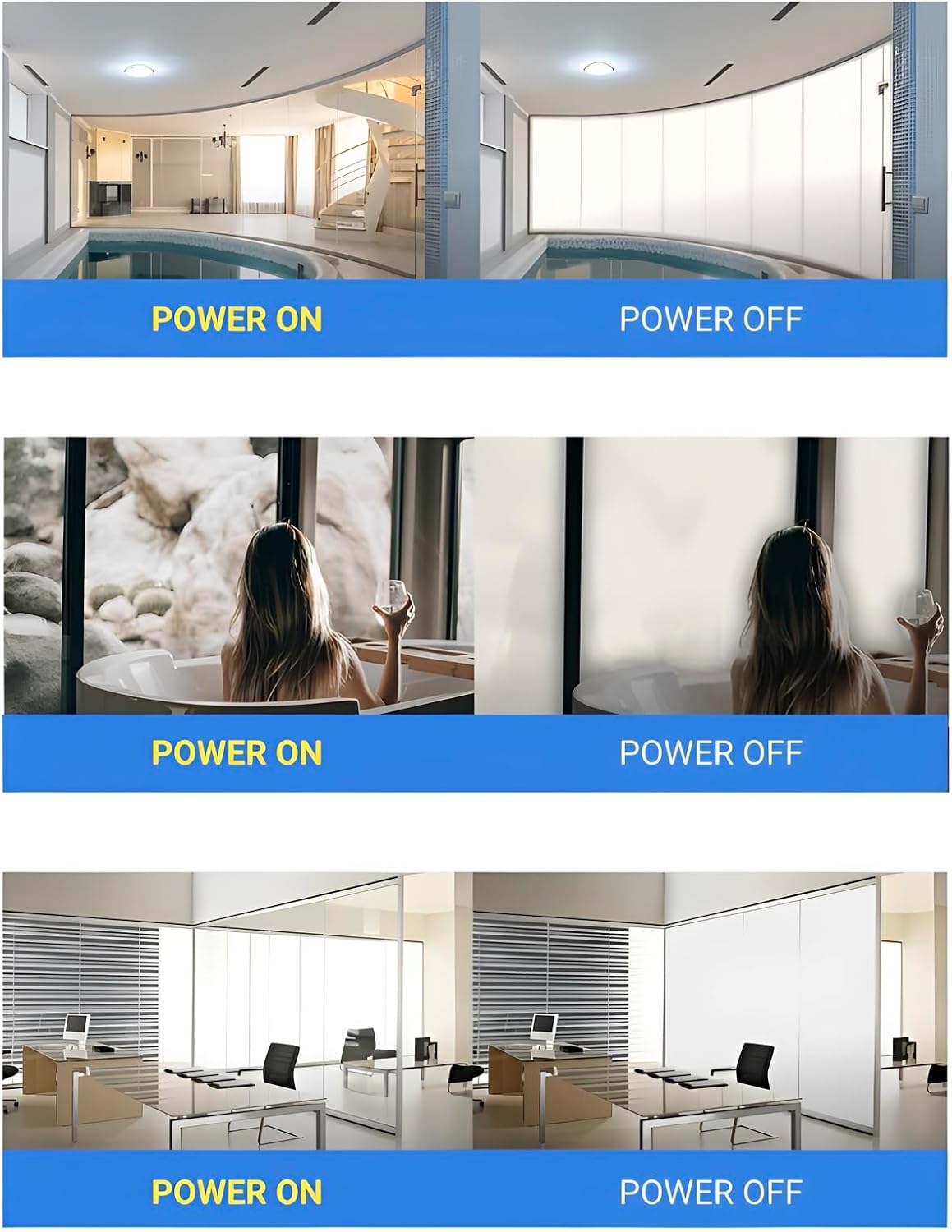 (47.5" x 78.5") | Window Privacy Film | PDLC Switchable, Window Film | Smart Film for Windows & Home Office Window |Adhesive Privacy Film | Heat Insulation UV Blocking-Clear to Opaque, Smart Tint