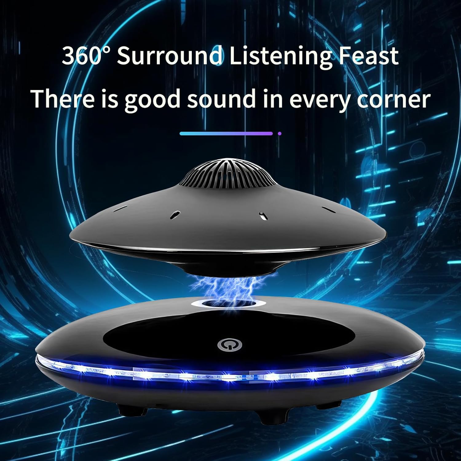 Levitating Bluetooth Speaker, Wireless Floating Speaker Bluetooth 4.0, Magnetic Levitating Speaker with LED Flash Lights & 360° Rotation for Home, Office Creative Decor, Cool Tech Gadgets