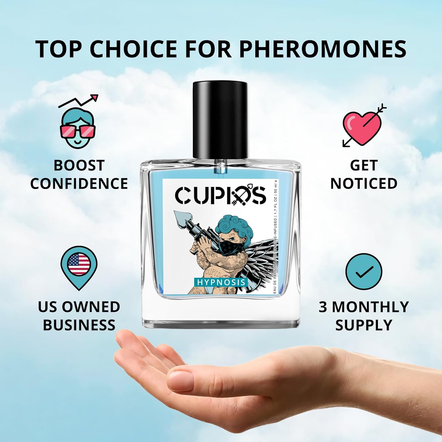 Original EDP Hypnosis 2.0 Pheromone-Infused Cologne for Men - Pheromone Perfume for Men Fragrance 50ml