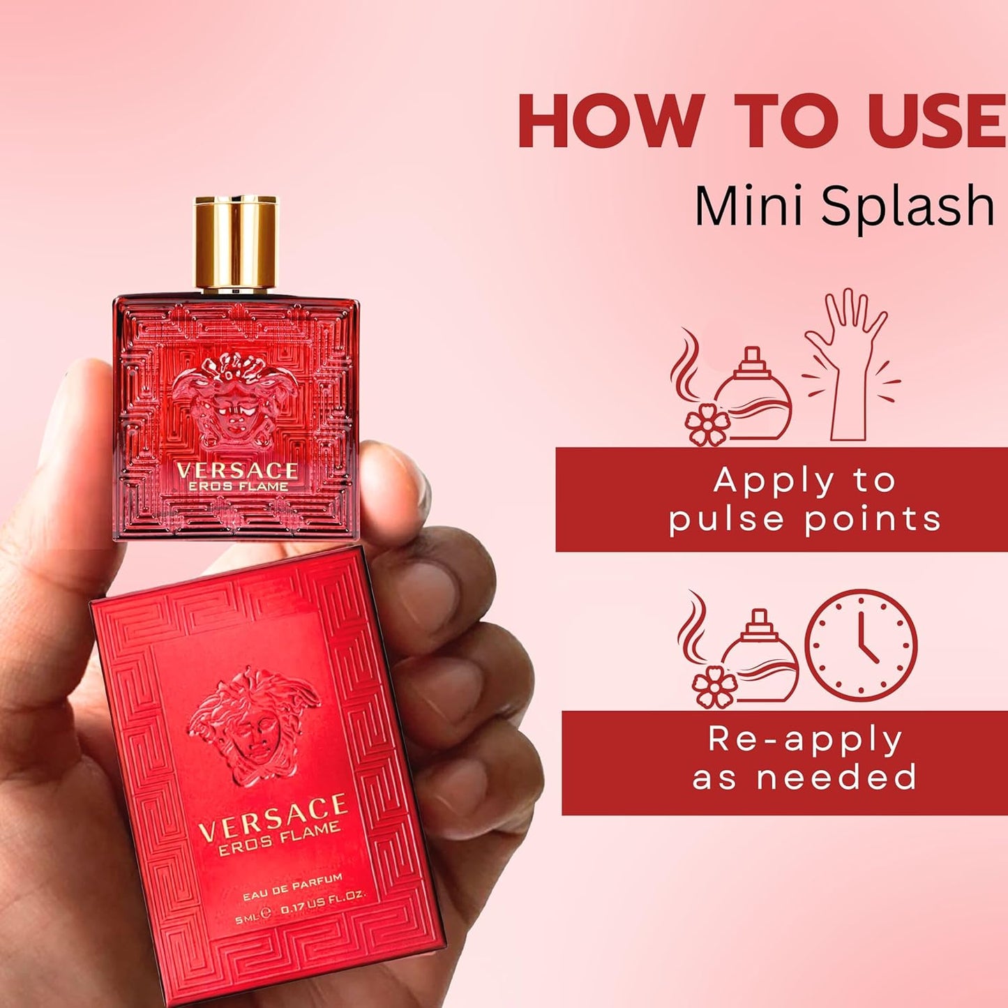 Versace Eros Flame Perfume for Men Mini EDP Splash 0.17 Ounce