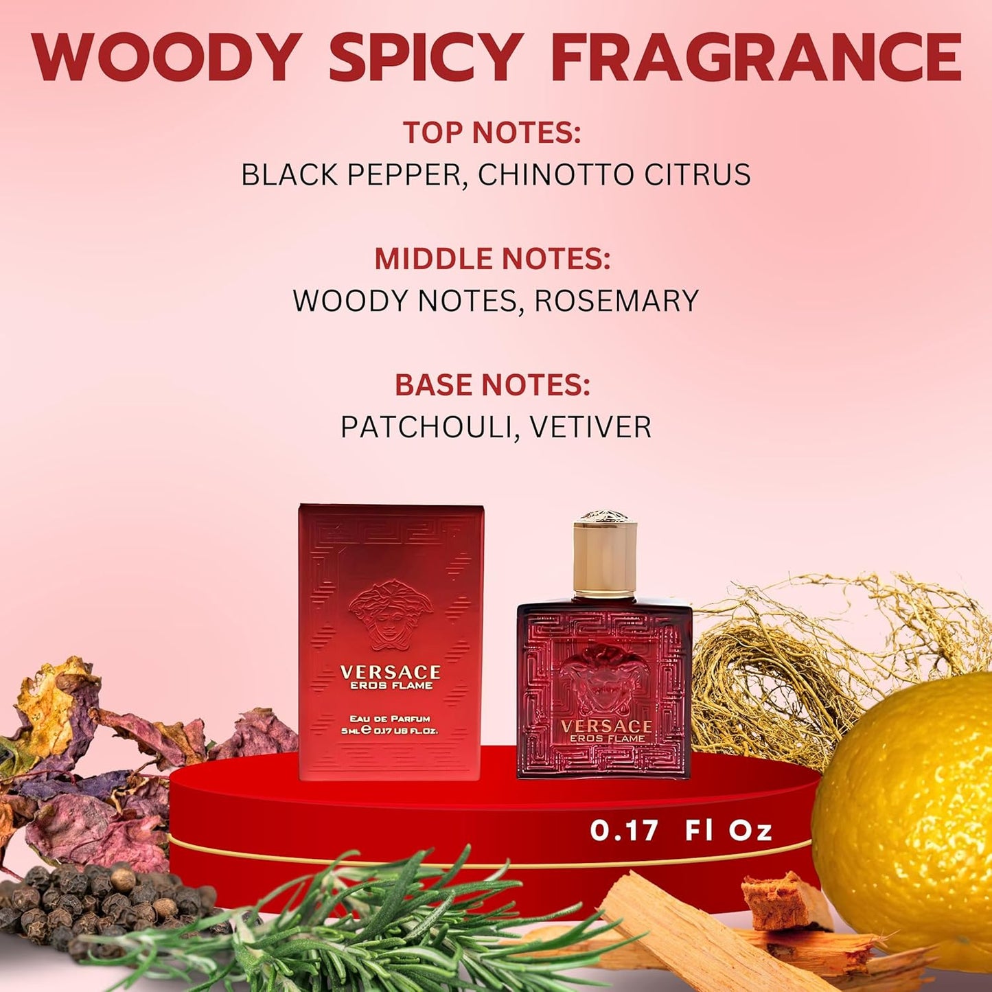 Versace Eros Flame Perfume for Men Mini EDP Splash 0.17 Ounce