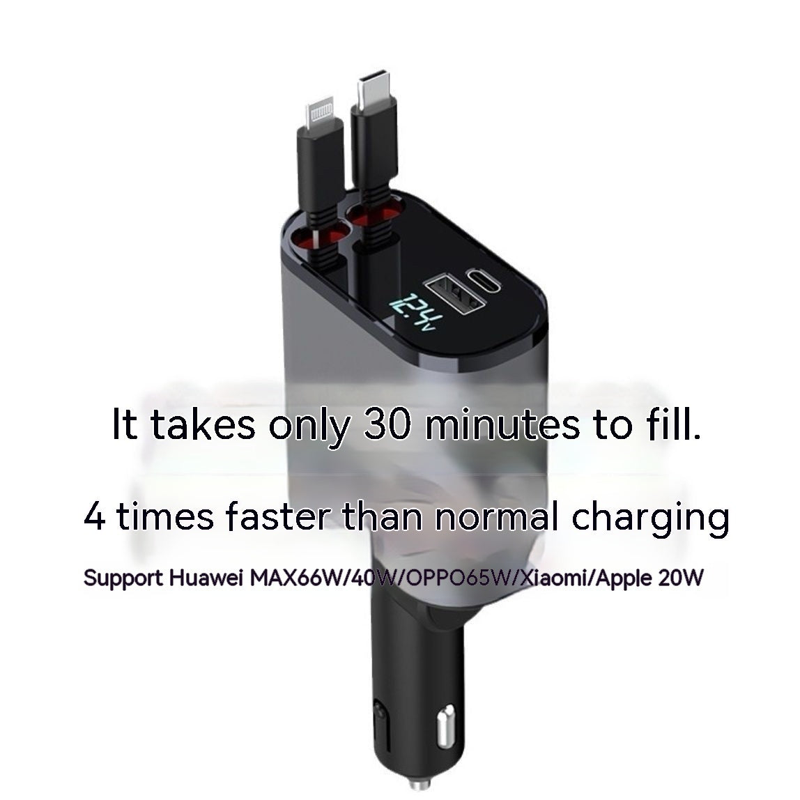 Automatic Retractable Charger- Fully Charged in 30 Minutes.