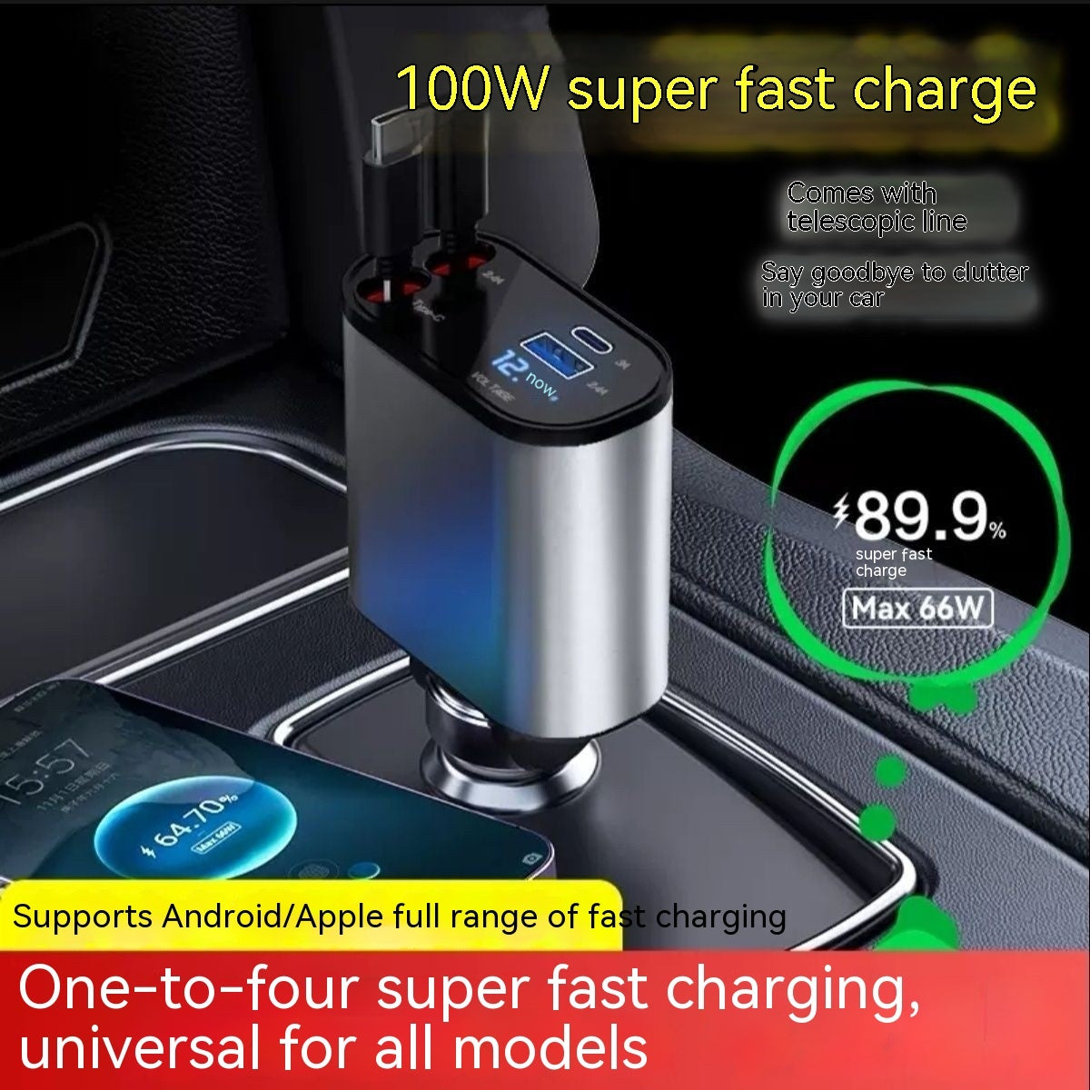 Automatic Retractable Charger- Fully Charged in 30 Minutes.